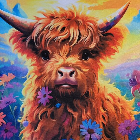 Baby Highland Cow Floral Computer Non Slip Custom Mouse Pad Handmade - Picture 2 of 10